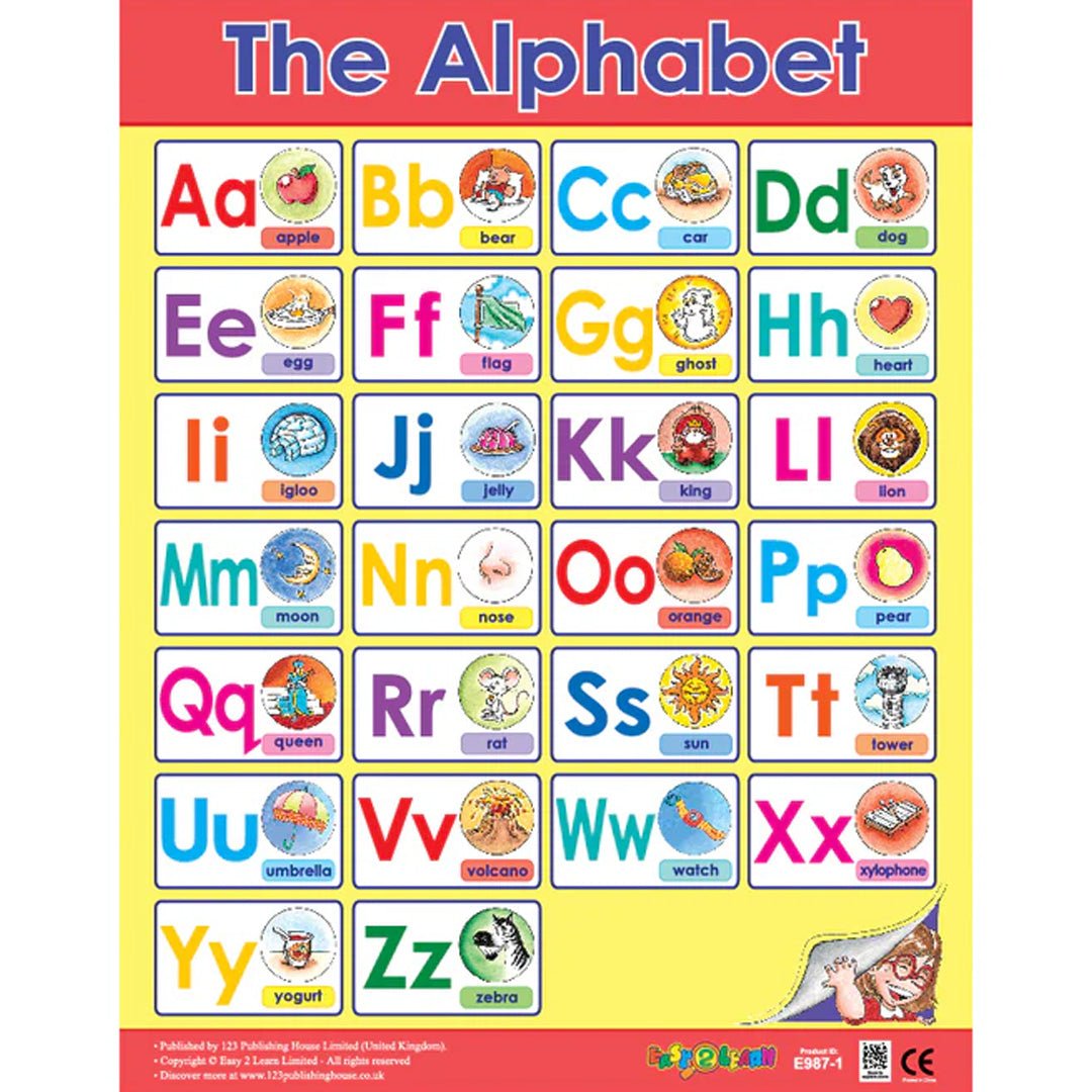 Language Arts Wall Chart Pack (6 Charts) – Engaging English Alphabet Learning for Kids - Fun Learning Store