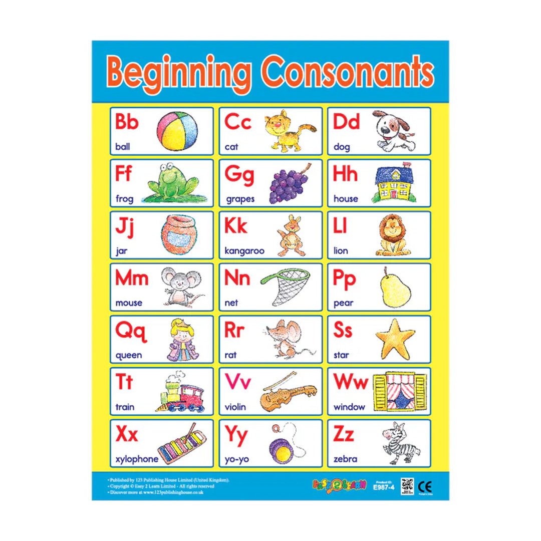 Language Arts Wall Chart Pack (6 Charts) – Engaging English Alphabet Learning for Kids - Fun Learning Store