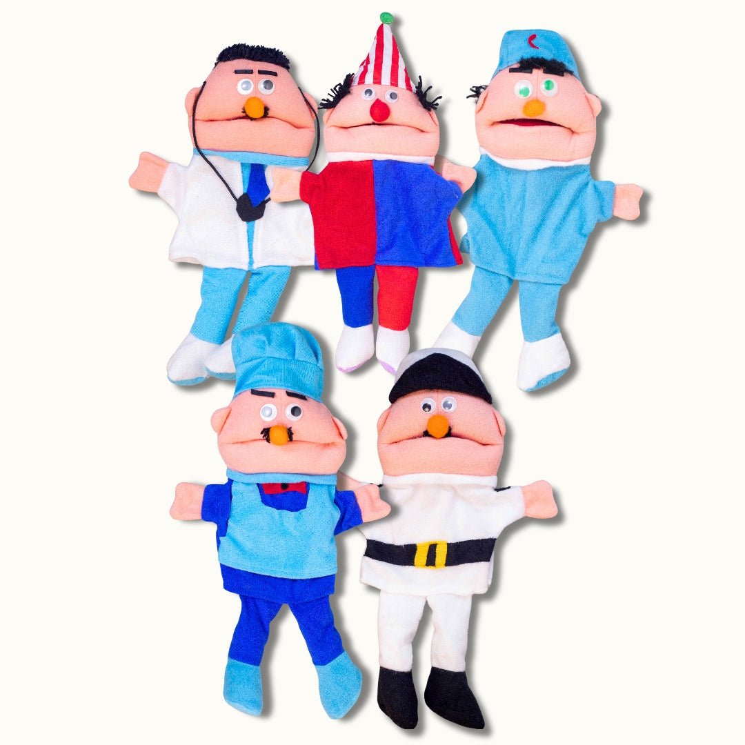 Large Career Puppets with Movable Mouths – Soft Fabric Set of 5 for Speaking & Role Play Fun - Fun Learning Store