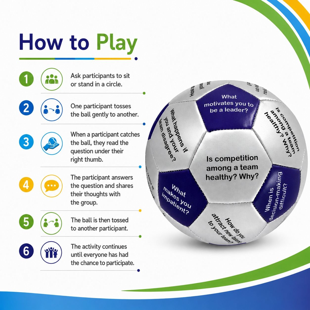 Leadership Ball (English) – 32 Questions for Leadership Development, Team Building & Communication - Fun Learning Store