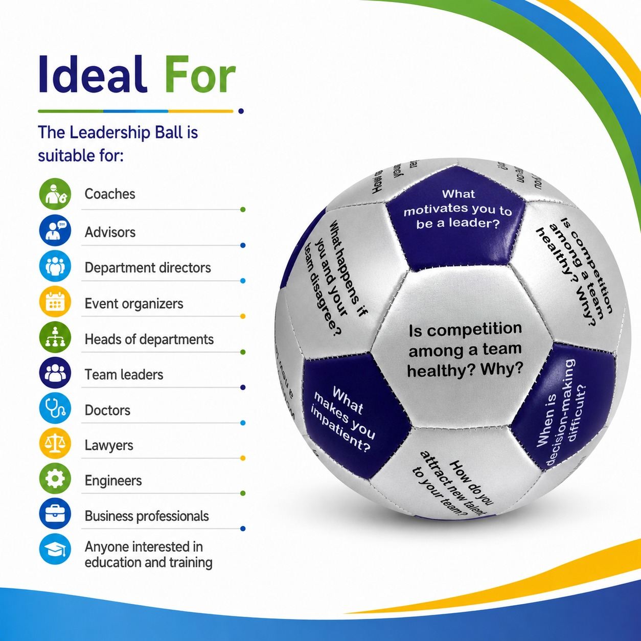 Leadership Ball (English) – 32 Questions for Leadership Development, Team Building & Communication - Fun Learning Store