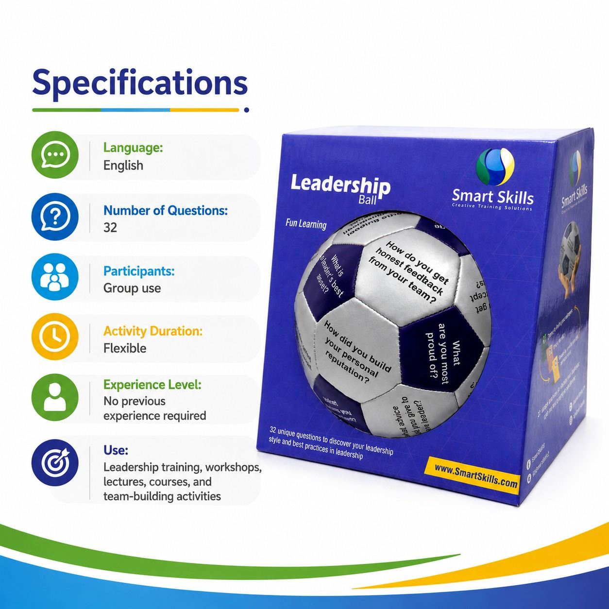 Leadership Ball (English) – 32 Questions for Leadership Development, Team Building & Communication - Fun Learning Store
