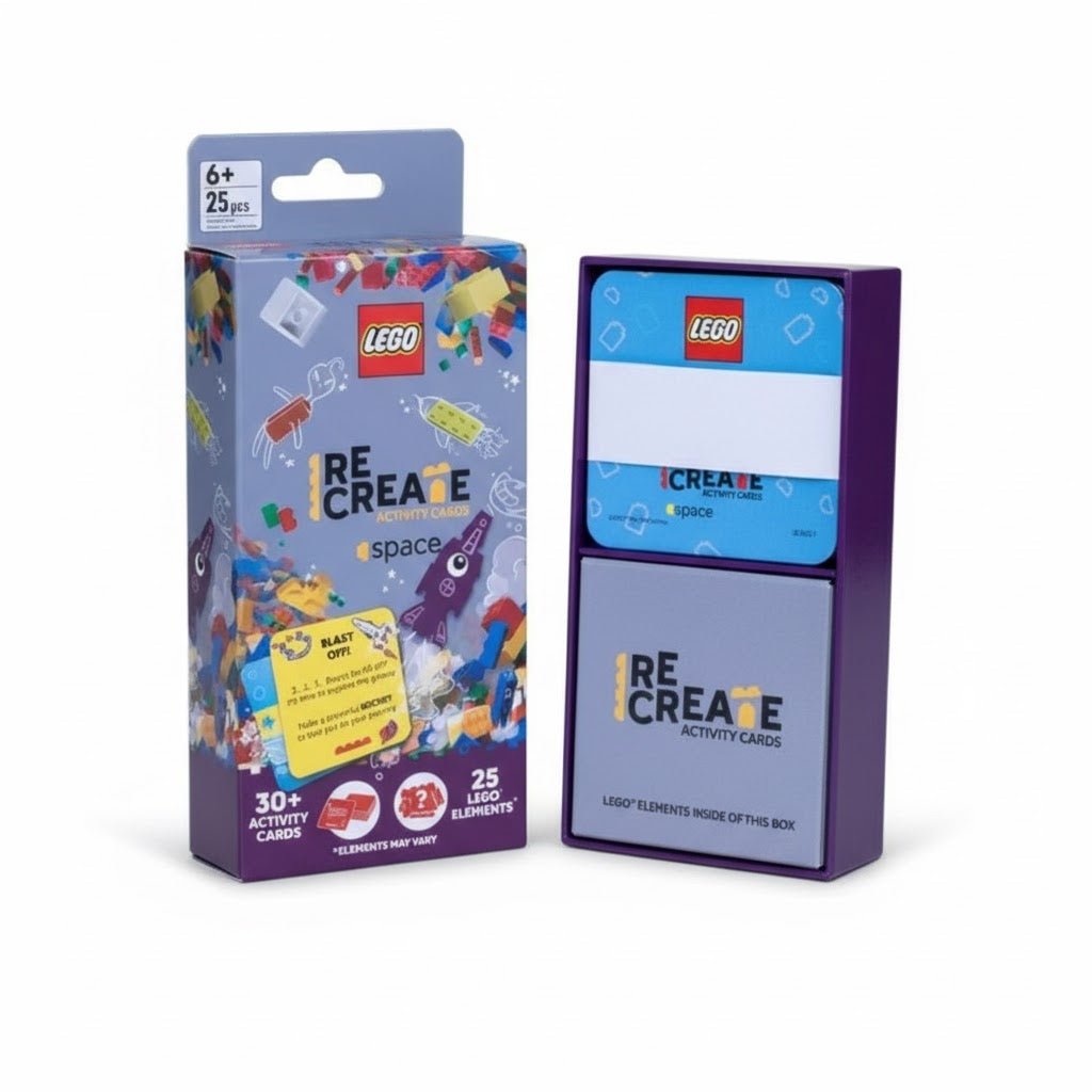 LEGO® Re - Create Activity Cards – Space Edition with 25 Pieces and 30+ Out - of - This - World Challenges! - Fun Learning Store
