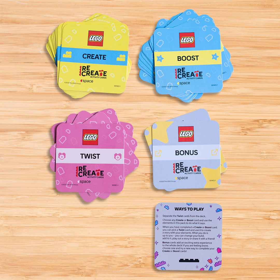 LEGO® Re - Create Activity Cards – Space Edition with 25 Pieces and 30+ Out - of - This - World Challenges! - Fun Learning Store