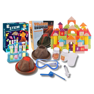 Little STEM Explorer Kit – DIY Volcano, Chemistry Experiments, and Learning Blocks for Kids 🌋🔬🧩 - Fun Learning Store