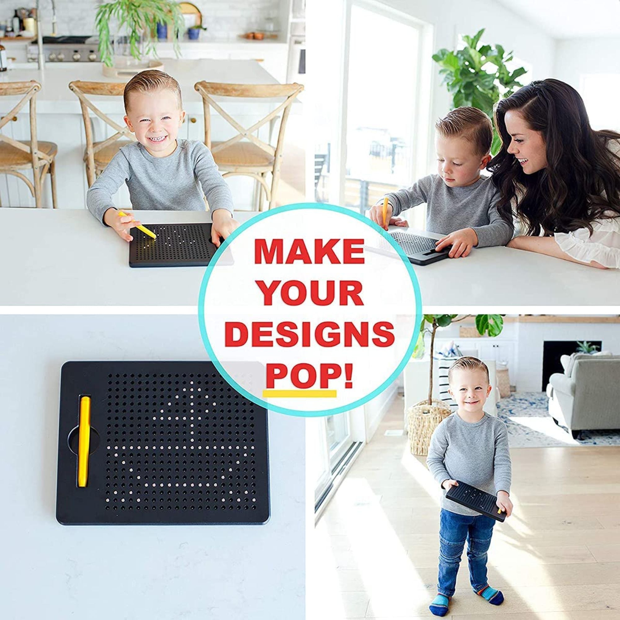 Magnetic Drawing Board for Toddlers with Beads and Drawing Stylus Toy Gift for Kids Road Trip Activities, Fun Doodle Tablet - Fun Learning Store