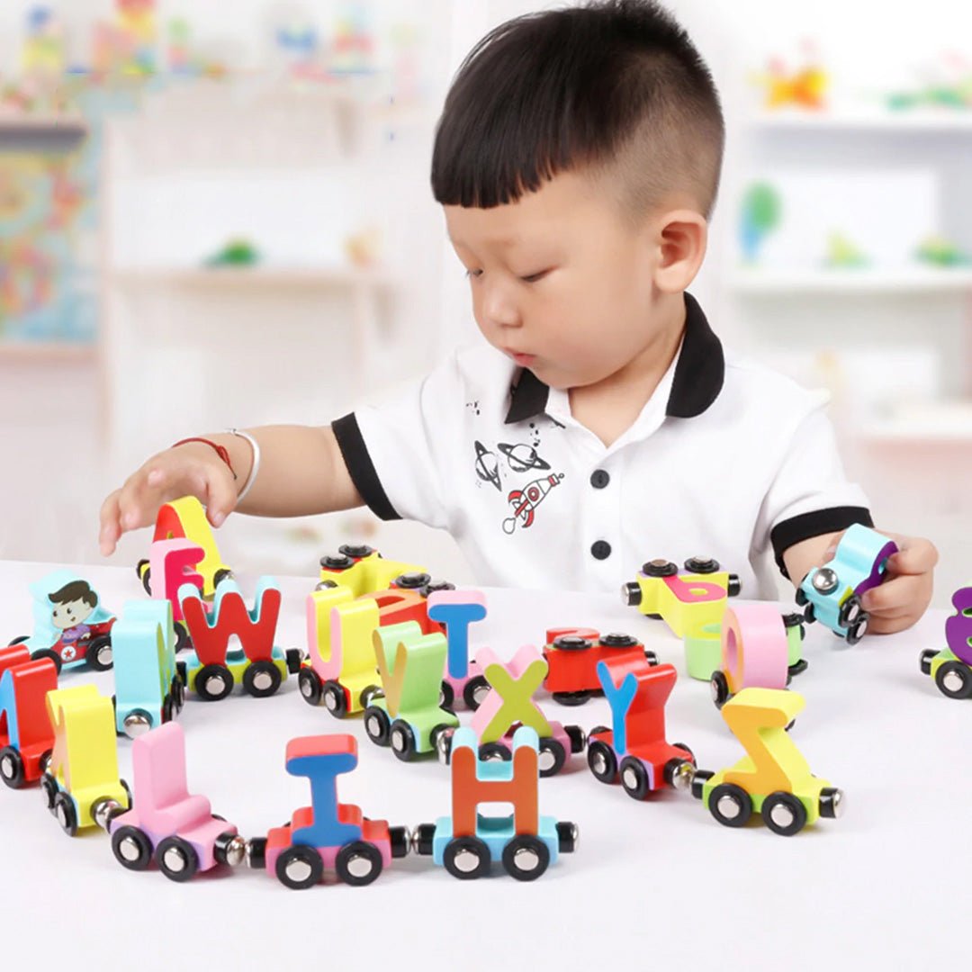Magnetic Wooden English Alphabet Pull Train – Fun and Educational Toy for Kids - Fun Learning Store