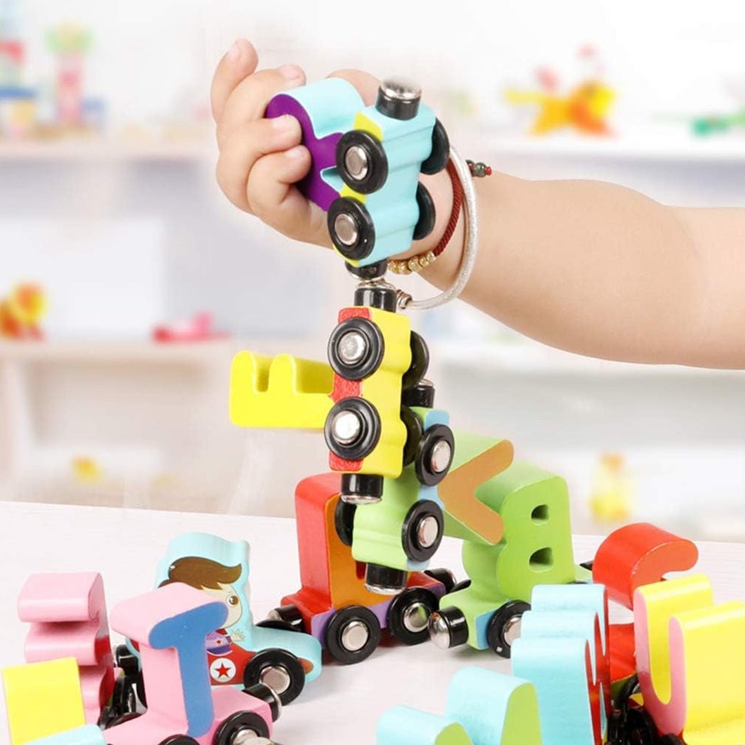 Magnetic Wooden English Alphabet Pull Train – Fun and Educational Toy for Kids - Fun Learning Store