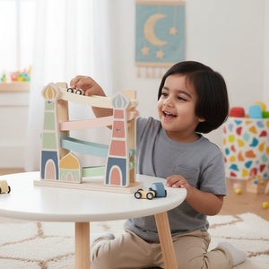 Masjid Highway Islamic Wooden Track Car Ramp Racer with 4 Mini Cars - Fun Learning Store