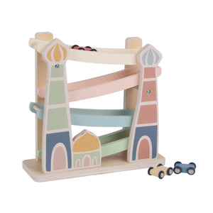 Masjid Highway Islamic Wooden Track Car Ramp Racer with 4 Mini Cars - Fun Learning Store