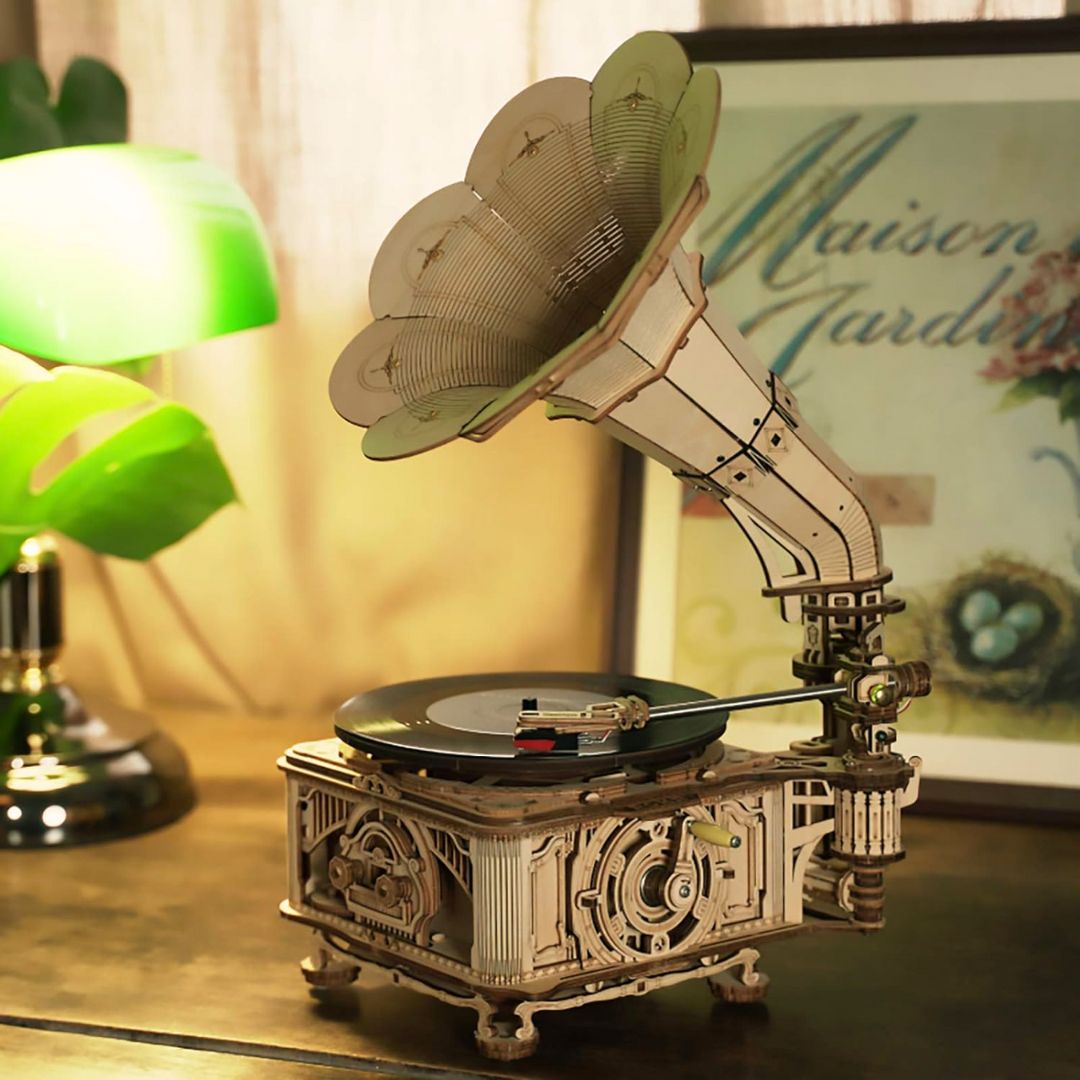 Mechanical Classic Gramophone: Robotime 3D Wooden Puzzle and DIY Craft Kit - Fun Learning Store