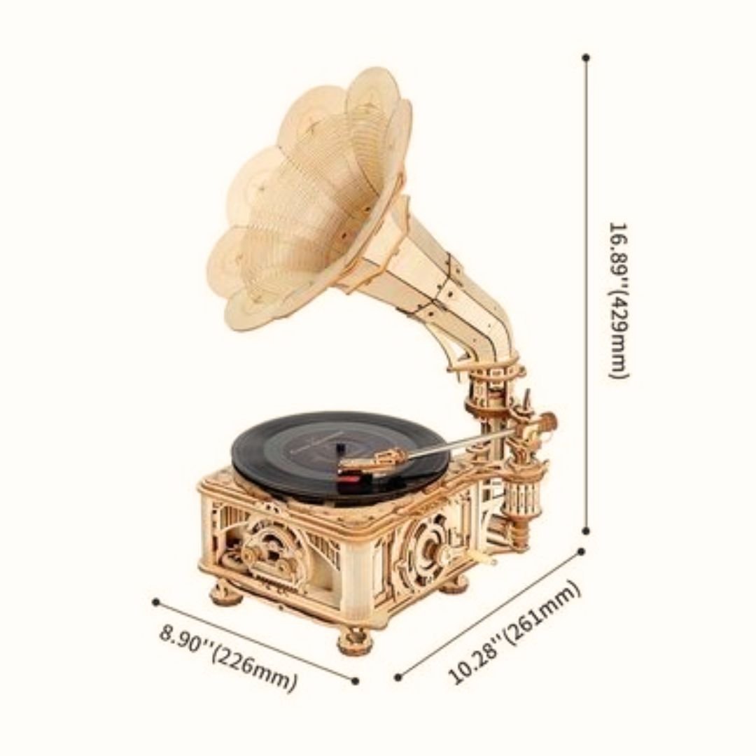 Mechanical Classic Gramophone: Robotime 3D Wooden Puzzle and DIY Craft Kit - Fun Learning Store