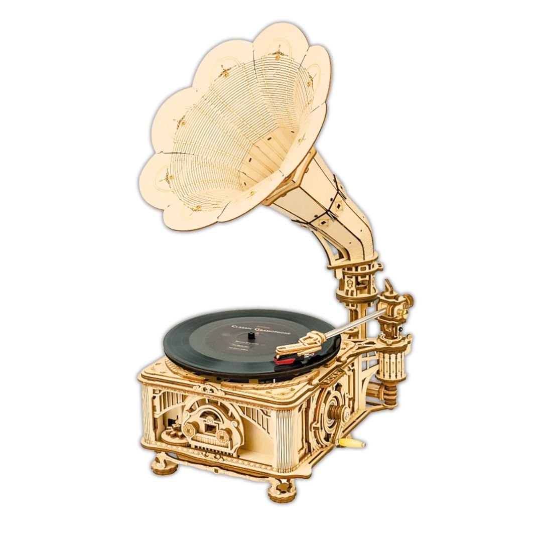 Mechanical Classic Gramophone: Robotime 3D Wooden Puzzle and DIY Craft Kit - Fun Learning Store