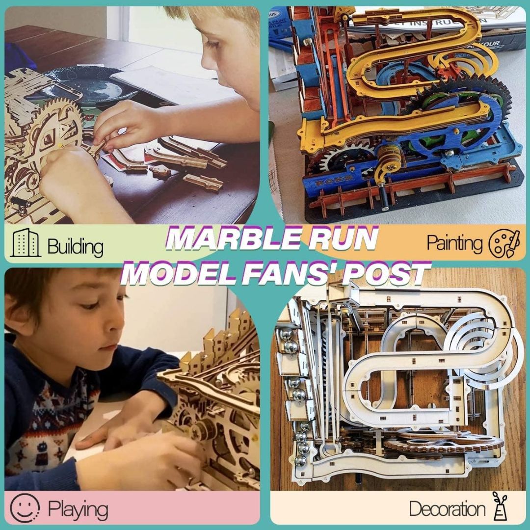 Mechanical Marble Run Waterwheel Coaster: Robotime 3D Wooden Puzzle and DIY Craft Kit - Fun Learning Store