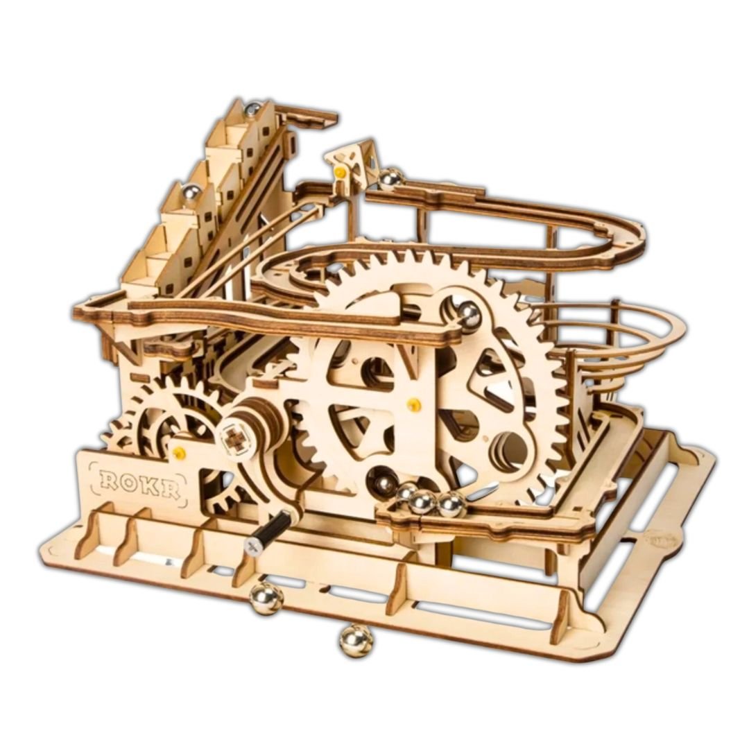 Mechanical Marble Run Waterwheel Coaster: Robotime 3D Wooden Puzzle and DIY Craft Kit - Fun Learning Store