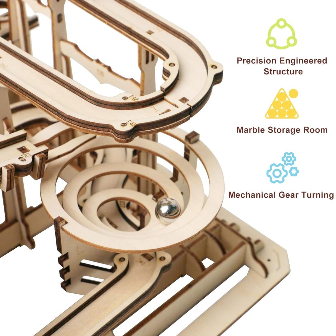 Mechanical Marble Run Waterwheel Coaster: Robotime 3D Wooden Puzzle and DIY Craft Kit - Fun Learning Store