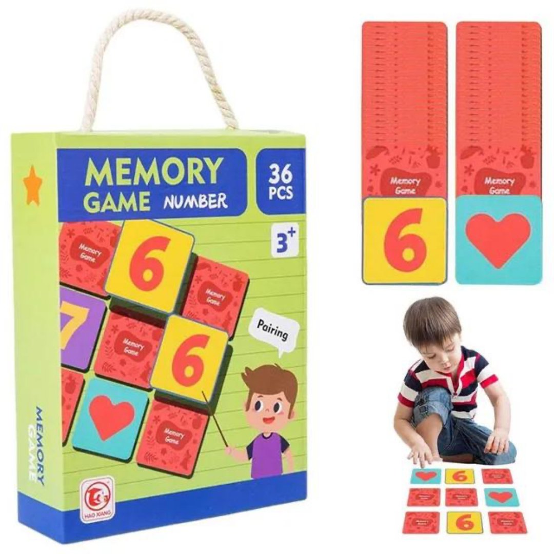 Memory Game Number Set - Enhance Cognitive Skills For Kids - 36 Pcs - Fun Learning Store