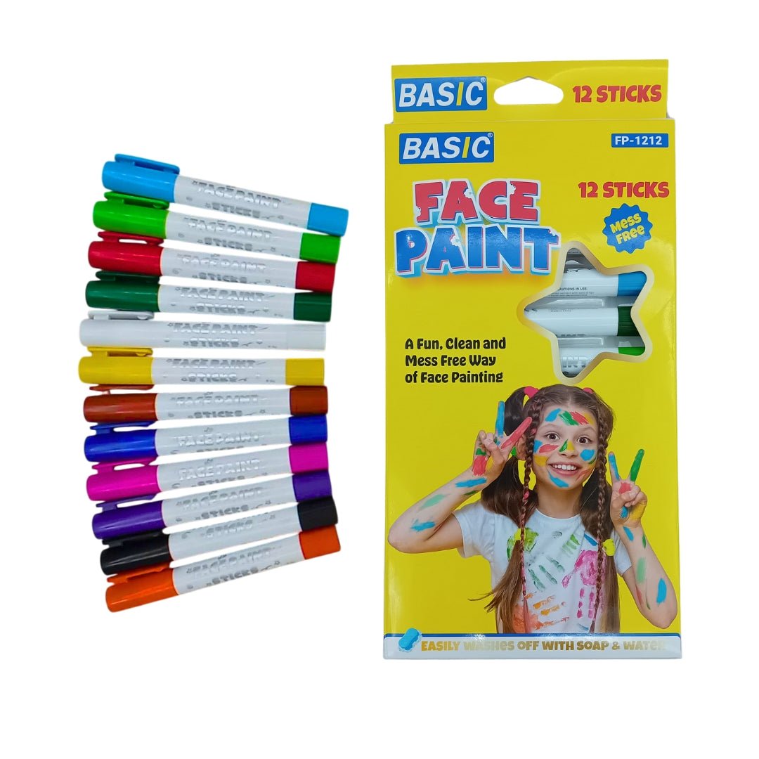 Mess - Free Face Paint Sticks – 12 Bright Colors for Kids’ Fun & Easy Creativity - Fun Learning Store