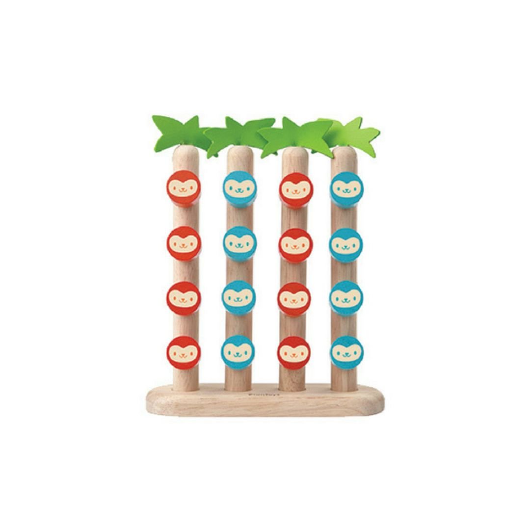 Monkeys in a Row – Wooden 4 - in - a - Row Game for Kids with Cute Monkey Twist - Fun Learning Store