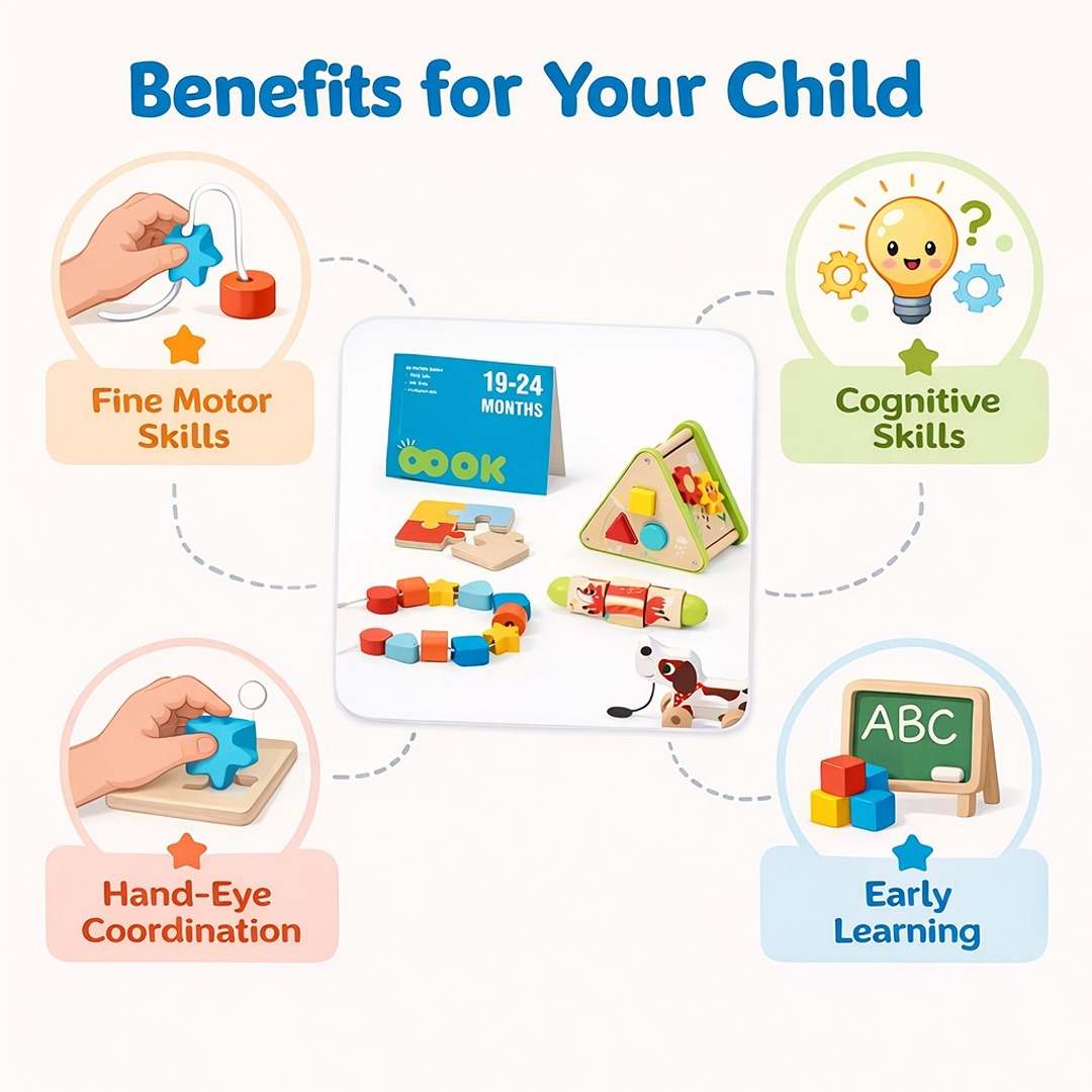 Montessori Baby Toys: 6 - in - 1 Learning Educational Set for Toddlers 19 - 24 Months - Ideal Toy Gifts - Fun Learning Store