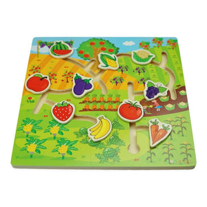 Montessori Wooden Fruit and Vegetable Maze Game - Fun Learning Store
