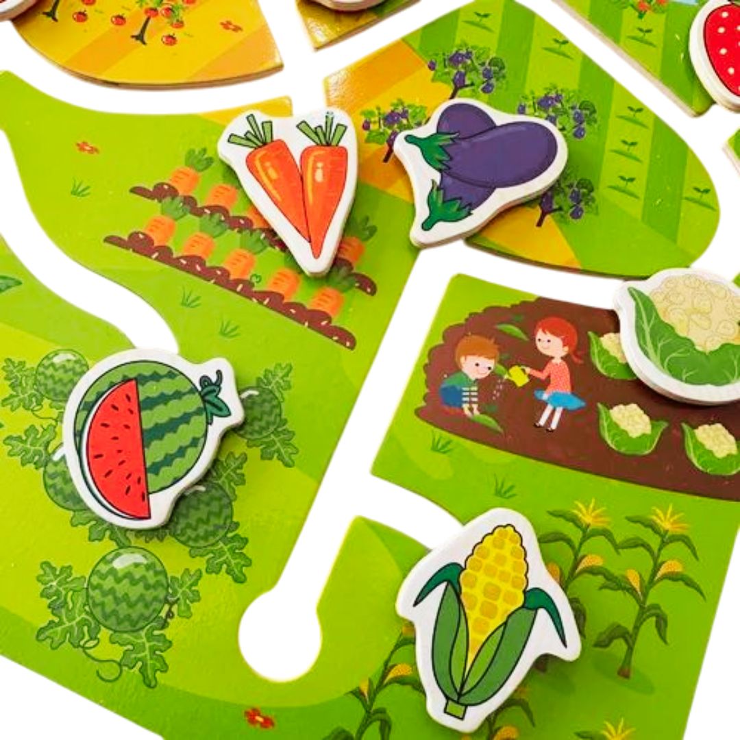 Montessori Wooden Fruit and Vegetable Maze Game - Fun Learning Store