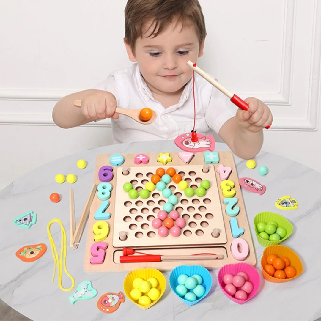 Multi Function Fishing Game - 6 in 1 Wooden Toys For Kids - Fun Learning Store