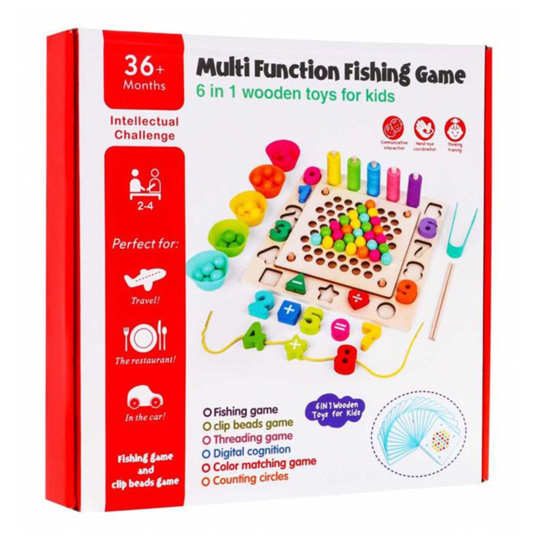 Multi Function Fishing Game - 6 in 1 Wooden Toys For Kids - Fun Learning Store