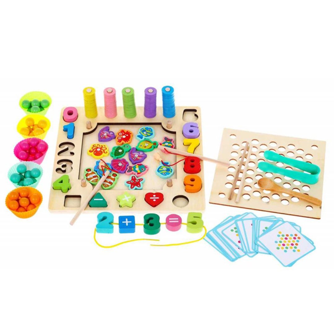 Multi Function Fishing Game - 6 in 1 Wooden Toys For Kids - Fun Learning Store