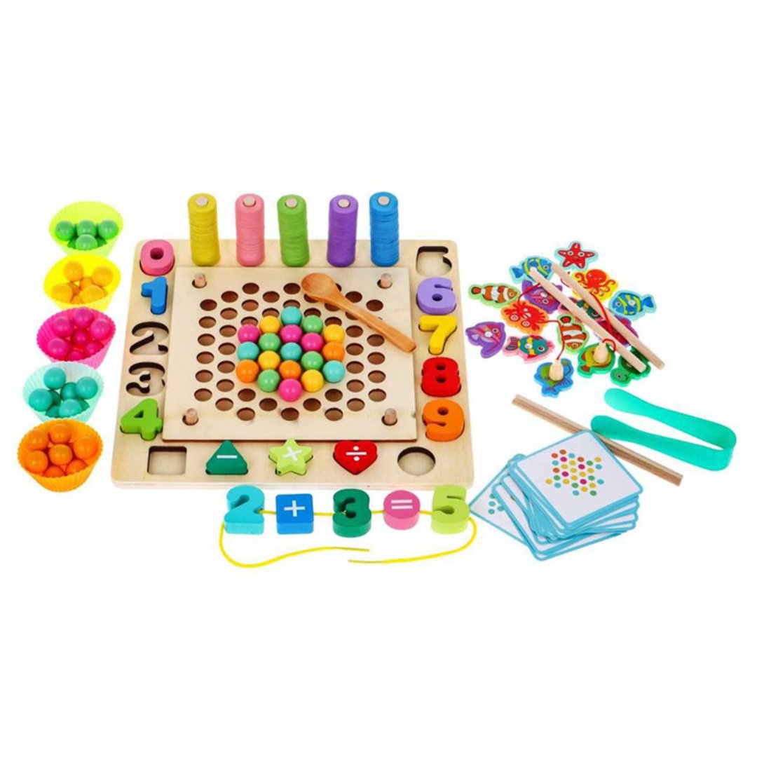 Multi Function Fishing Game - 6 in 1 Wooden Toys For Kids - Fun Learning Store