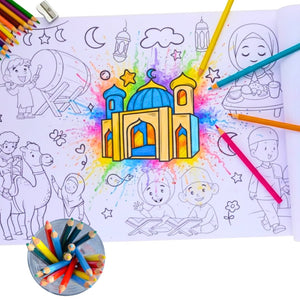 Muslim Kids Coloring Poster for Kids – 0.3×3 Meter with Coloring Pens – Fun & Engaging Islamic Designs - Fun Learning Store