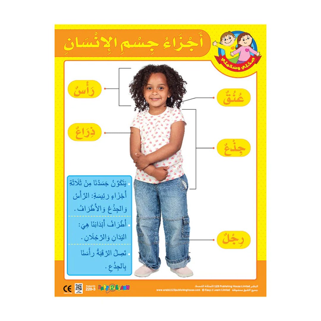 My Body & My 5 Senses Wall Chart Pack – 6 Educational Charts for Kids (Arabic) - Fun Learning Store