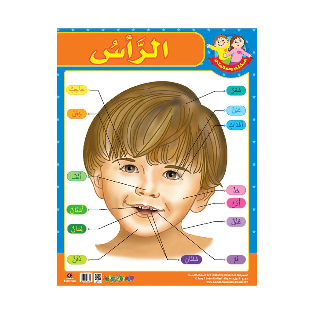 My Body & My 5 Senses Wall Chart Pack – 6 Educational Charts for Kids (Arabic) - Fun Learning Store