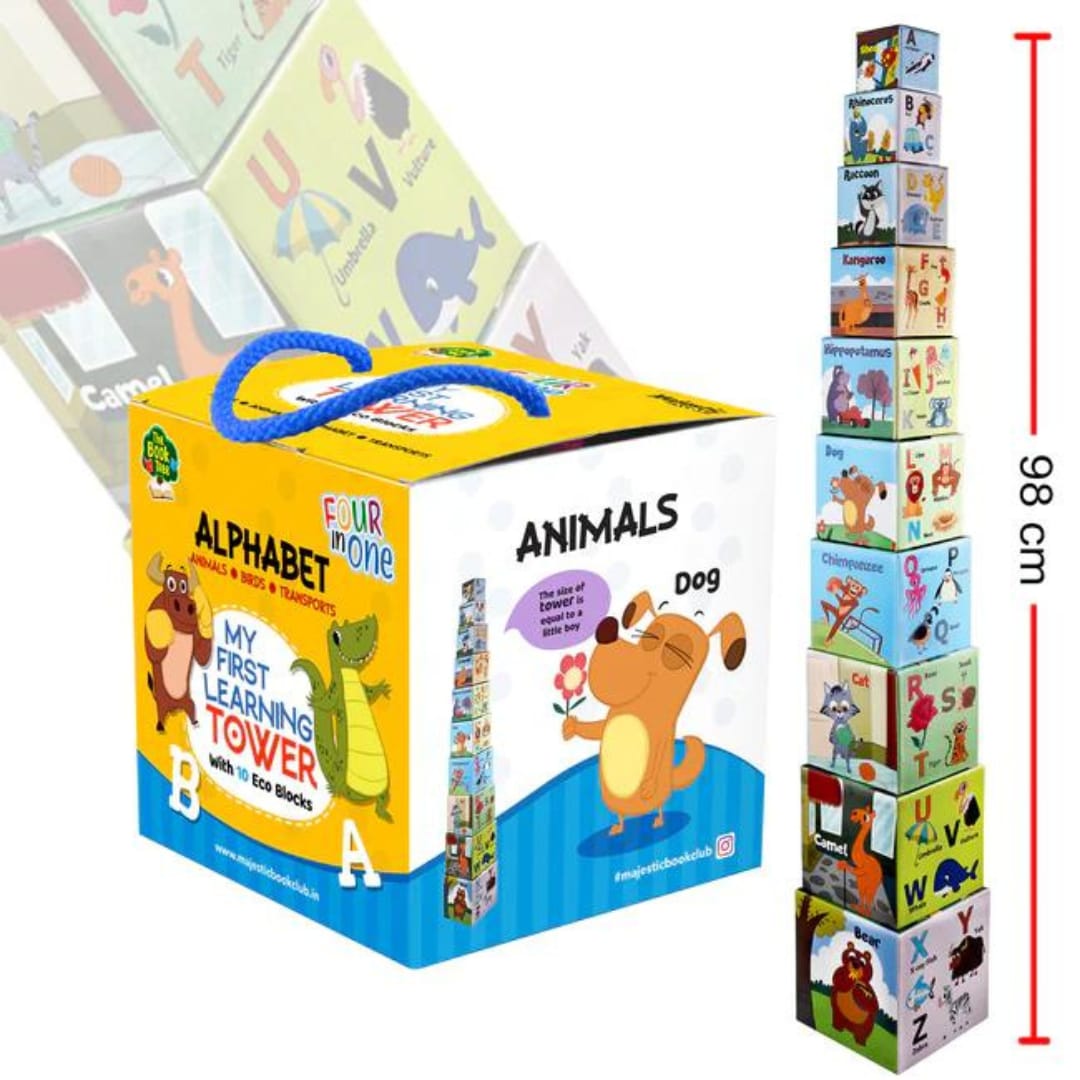 MY FIRST LEARNING TOWER | ALPHABET, ANIMALS, BIRDS & TRANSPORT - Fun Learning Store