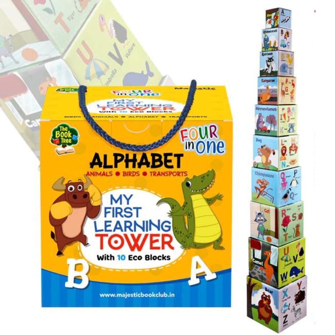 MY FIRST LEARNING TOWER | ALPHABET, ANIMALS, BIRDS & TRANSPORT - Fun Learning Store