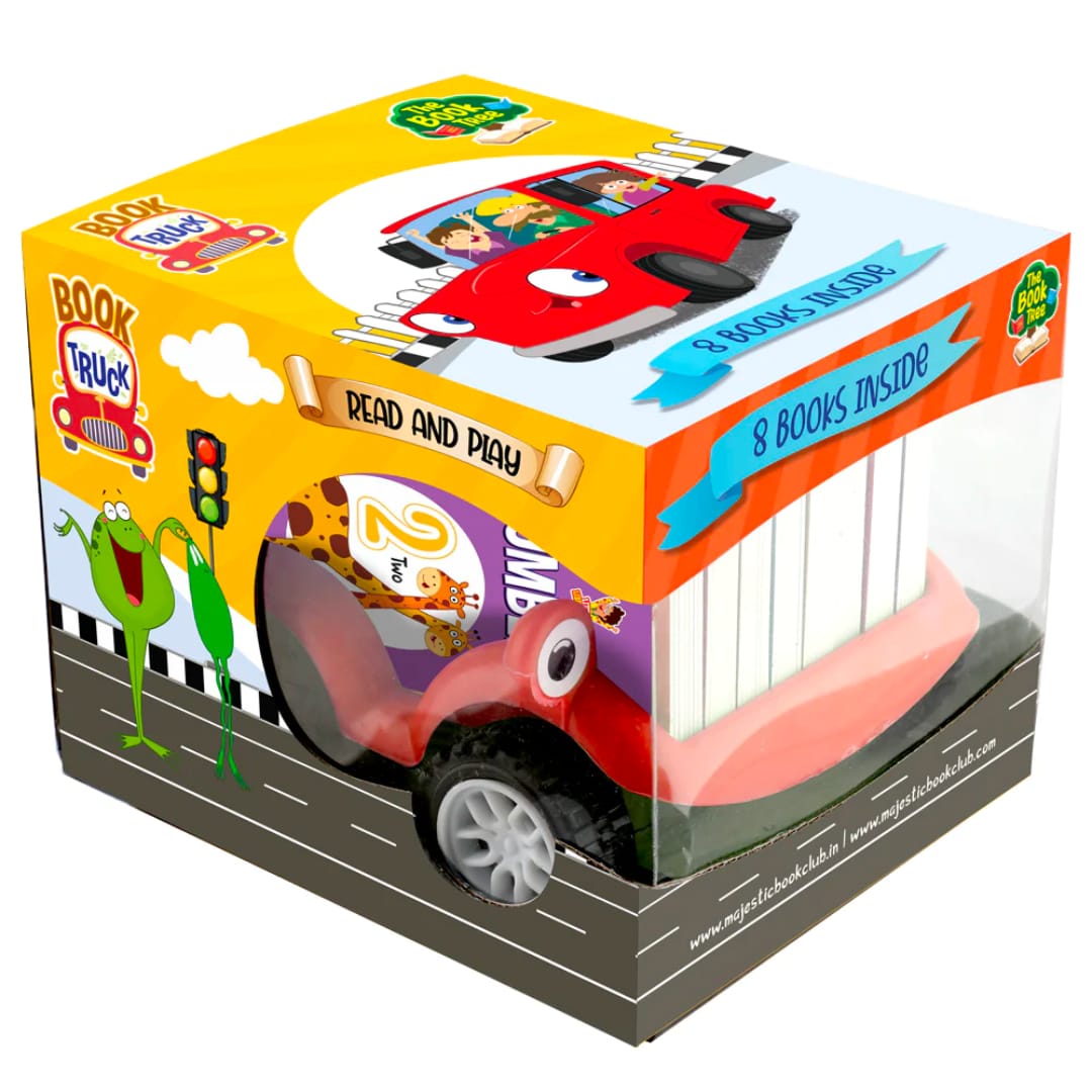 BOOK TRUCK OF 8 BEST BOARD BOOKS FOR KIDS PARKED IN A TRUCK - Fun Learning Store