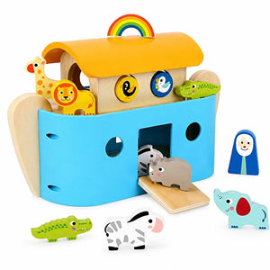 Noah’s Ark Toy Set with Storybook | Wooden Biblical Learning Playset for Kids - Fun Learning Store