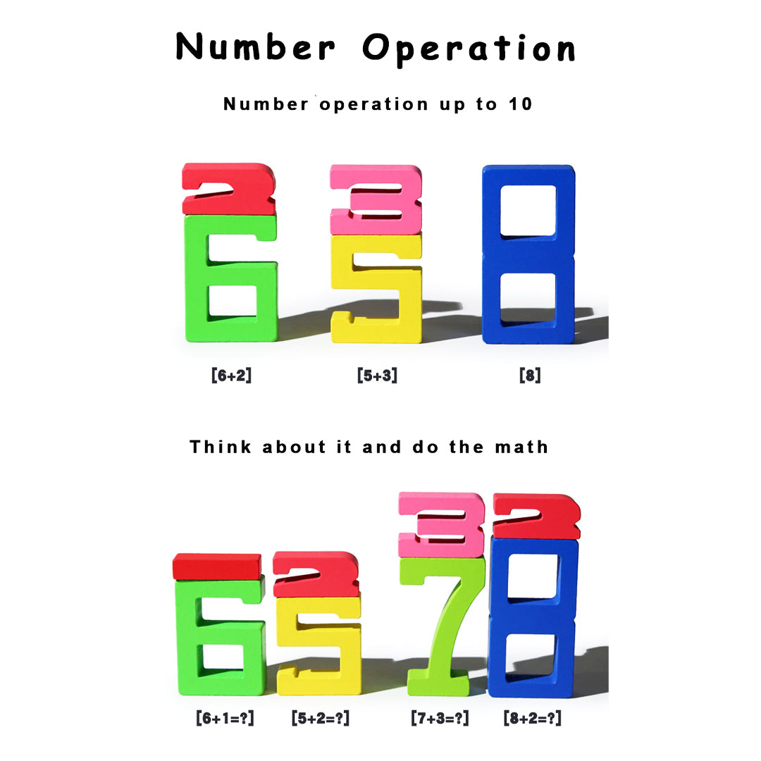 Wooden Number Blocks Board Game - Digits Cognitive and Matching Puzzle Set - Montessori Toy