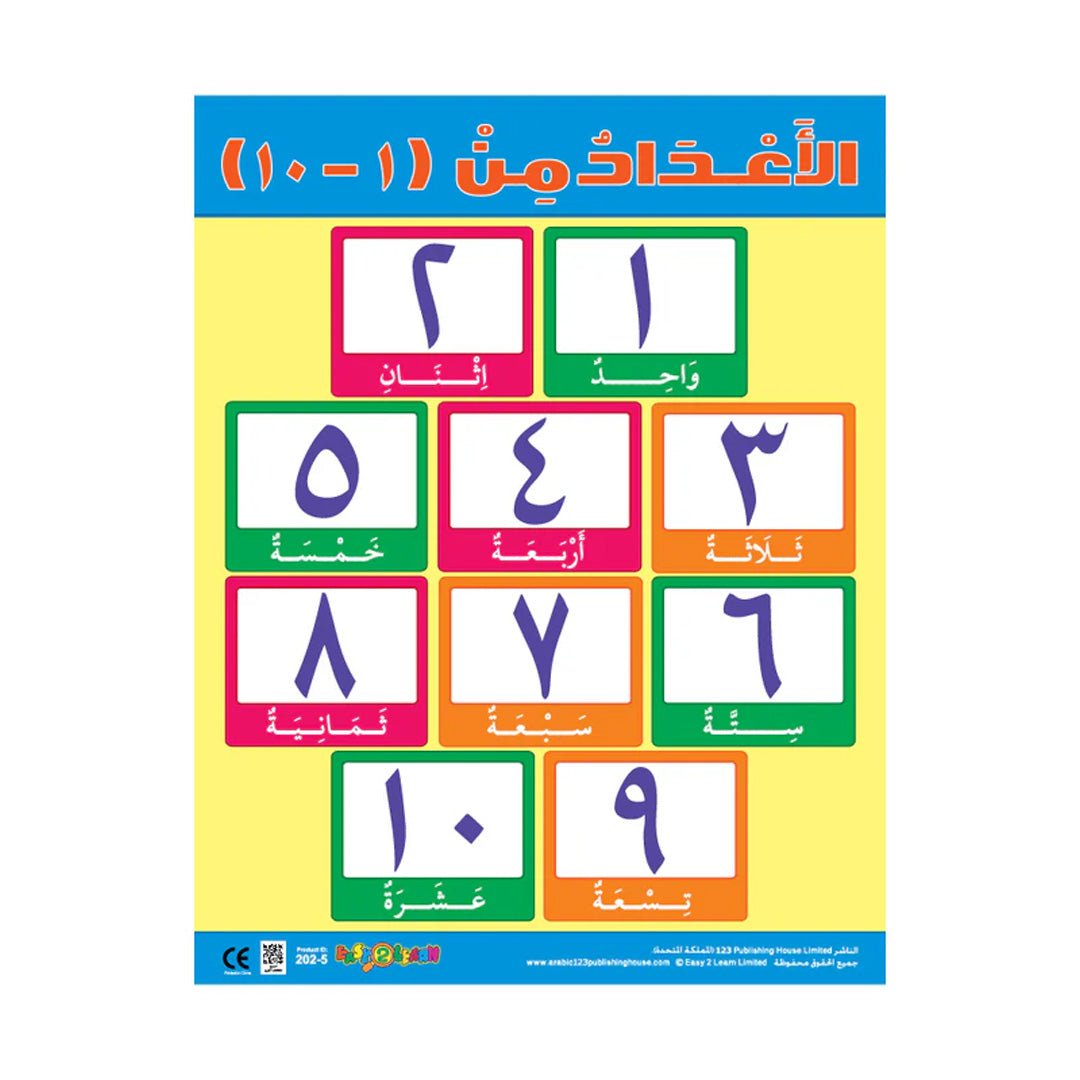 Numbers Wall Chart Pack – 6 Educational Charts for Kids (Arabic) - Fun Learning Store