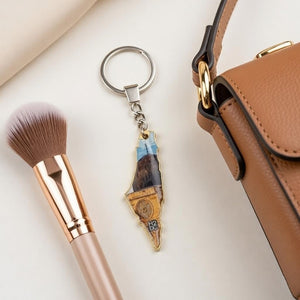 Palestine Map Keychain – Double - Sided Acrylic with Al - Aqsa Design - Fun Learning Store