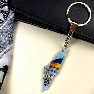 Palestine Map Keychain – Double - Sided Acrylic with Al - Aqsa Design - Fun Learning Store