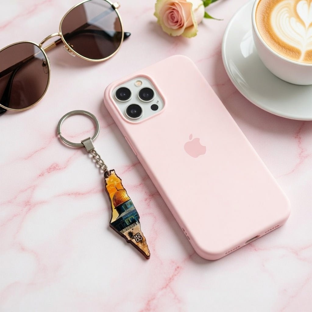 Palestine Map Keychain – Double - Sided Acrylic with Al - Aqsa Design - Fun Learning Store