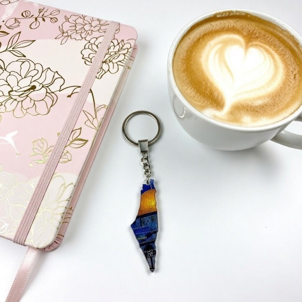 Palestine Map Keychain – Double - Sided Acrylic with Al - Aqsa Design - Fun Learning Store