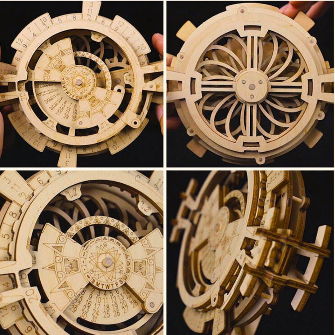 Perpetual Mechanical Gears Calendar: Robotime 3D Wooden Puzzle and DIY Craft Kit - Fun Learning Store