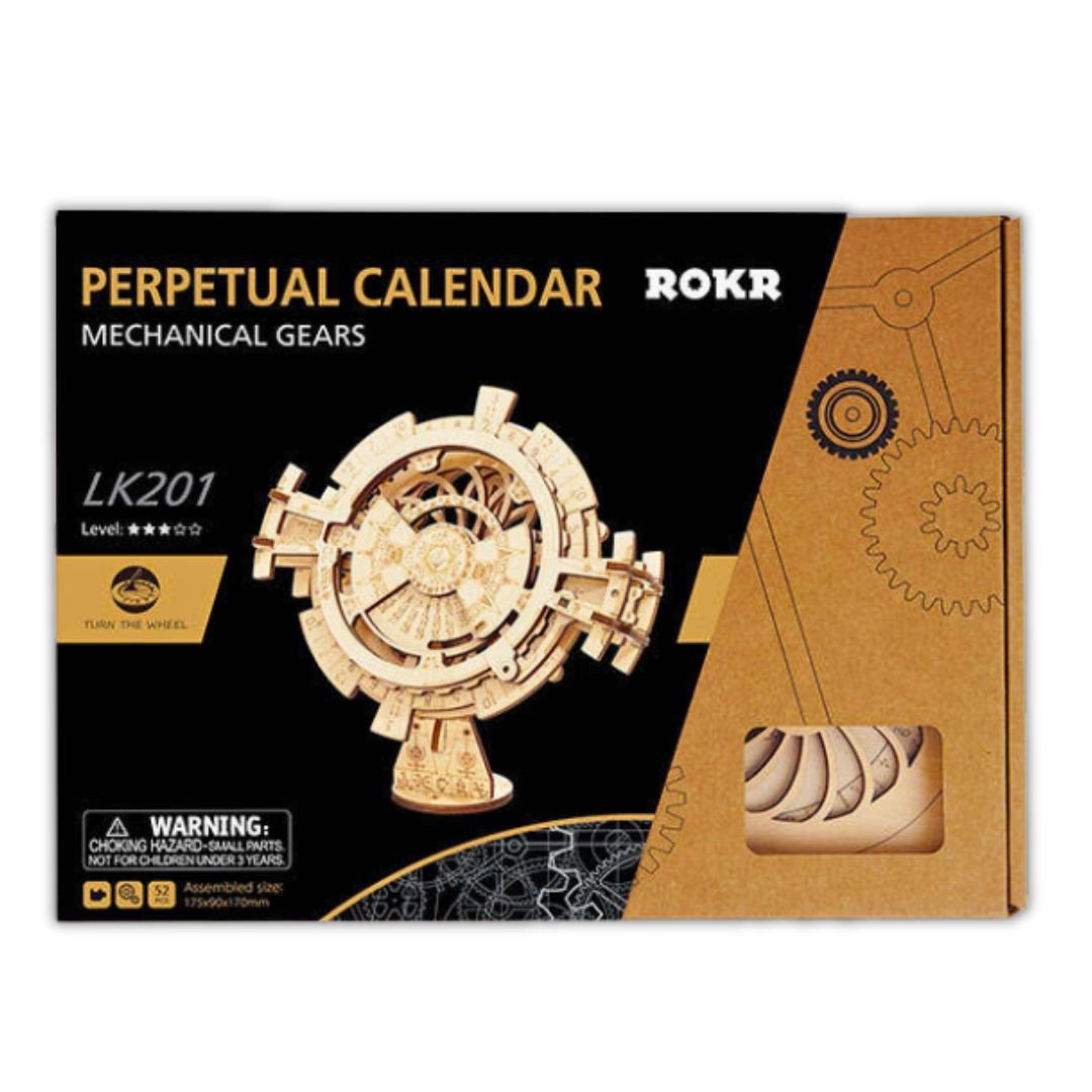 Perpetual Mechanical Gears Calendar: Robotime 3D Wooden Puzzle and DIY Craft Kit - Fun Learning Store