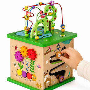 Play Cube Centre - Forest Wooden Activity Cube for Toddlers - Fun Learning Store