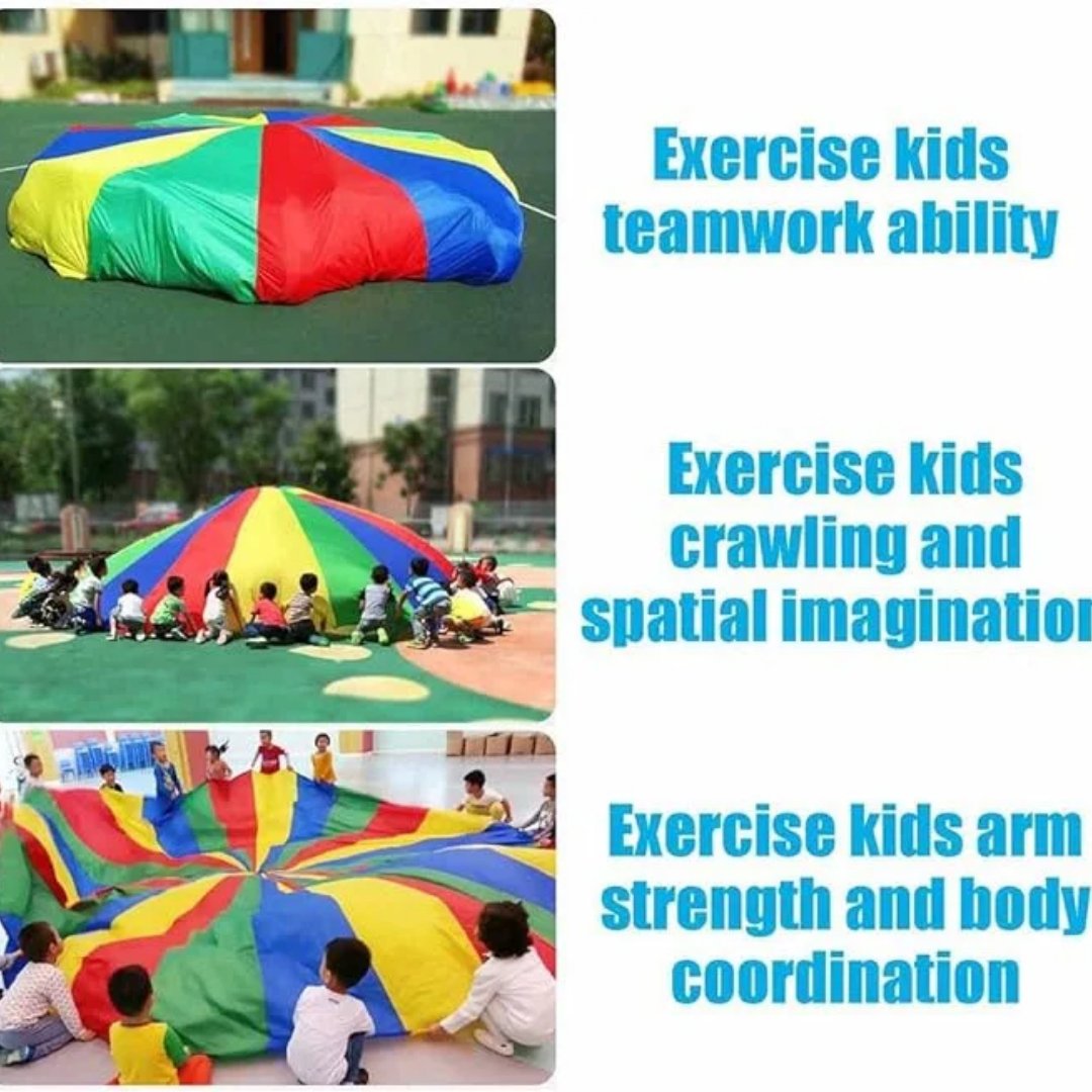 Play Parachute Kids Parachute 3.6m, Nursery Physical Training Parachute Games, Outdoor Garden Games - Fun Learning Store