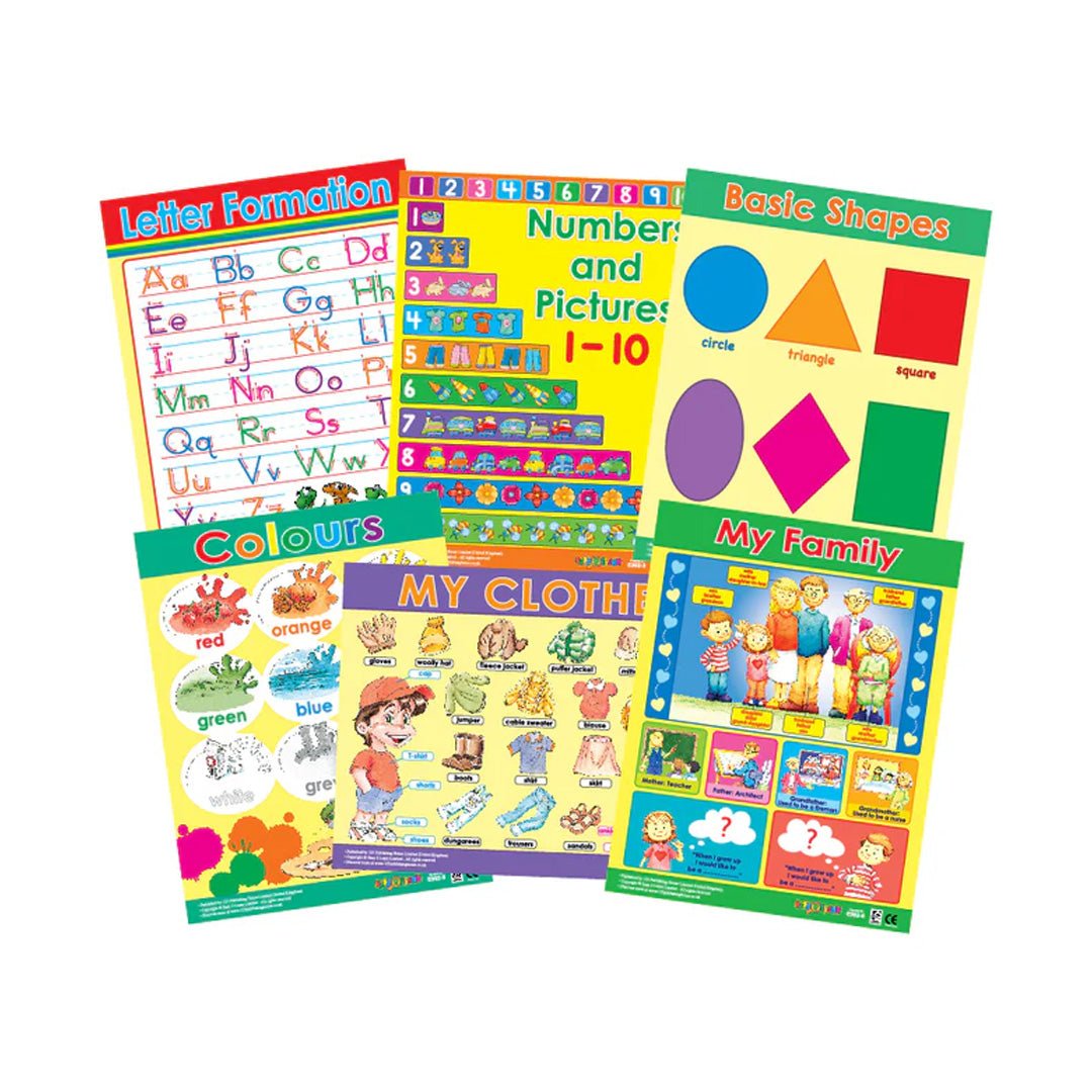 Preschool Charts (6 Wall Charts) – Early Learning Educational Charts in English - Fun Learning Store