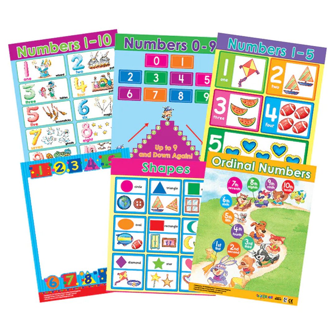 Preschool Maths Wall Chart Pack (6 Charts) – Fun & Engaging Educational Charts for Early Learning - Fun Learning Store