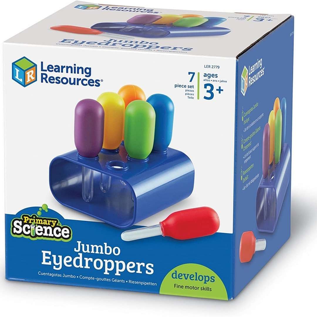 Primary Science Jumbo Eyedroppers with Stand: Easy-Grip Fun for Little Scientists - Fun Learning Store
